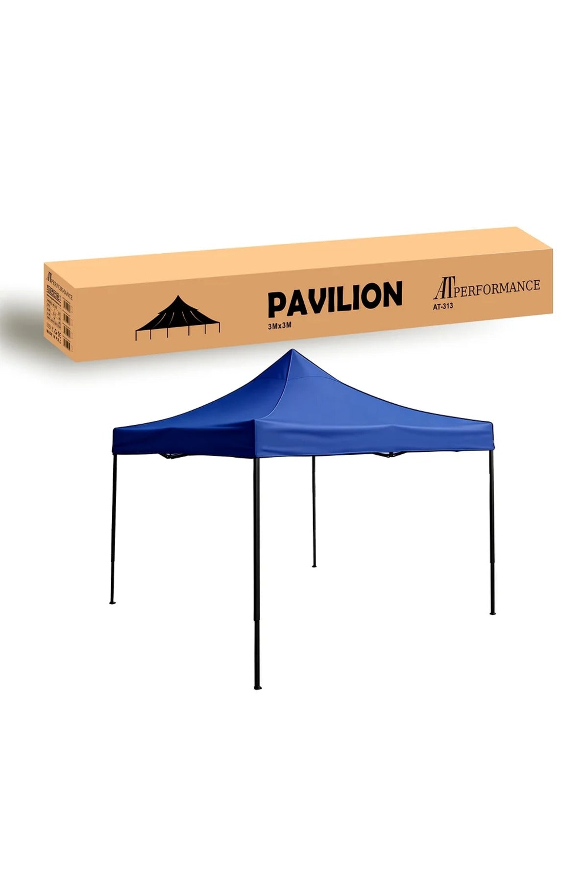 Pavilion type tent 3x3m Waterproof Tarpaulin Foldable Solid Metal Structure - Blue