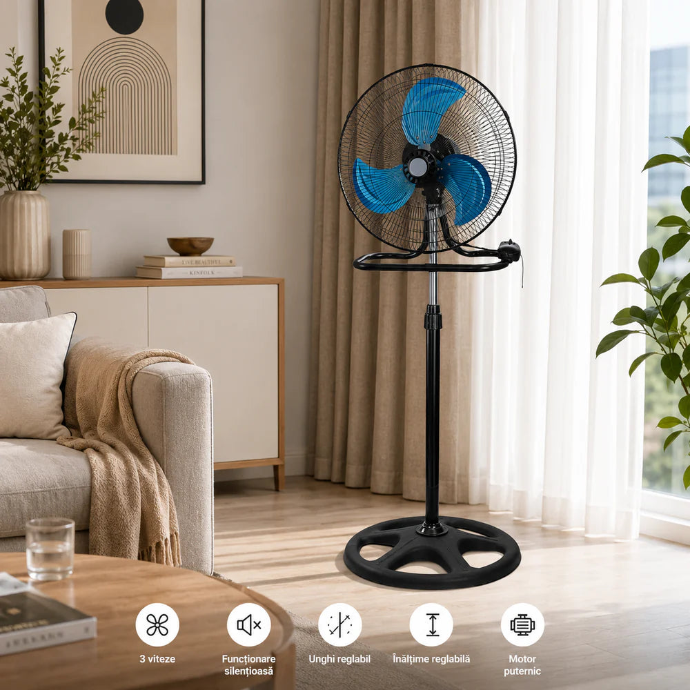 At Performance Vezi toate produsele Ventilator 3 în 1 AT PERFORMANCE® AT-2055, 65W, 18 Inch, Podea, Perete și Picior, 3 Viteze, Oscilație, Reglabil pe Înălțime