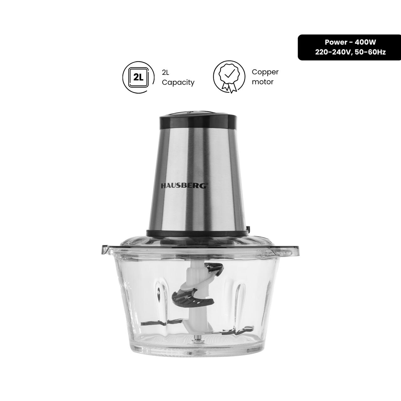 Tocator Hausberg HB-4505, 400 W, 2l, toaca, taie, macina, amesteca