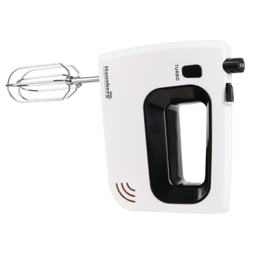 Mixer de mana Hausberg HB-4120NG, 300W ,5 viteze, Functie Turbo, Teluri si carlige metalice, Negru/Alb