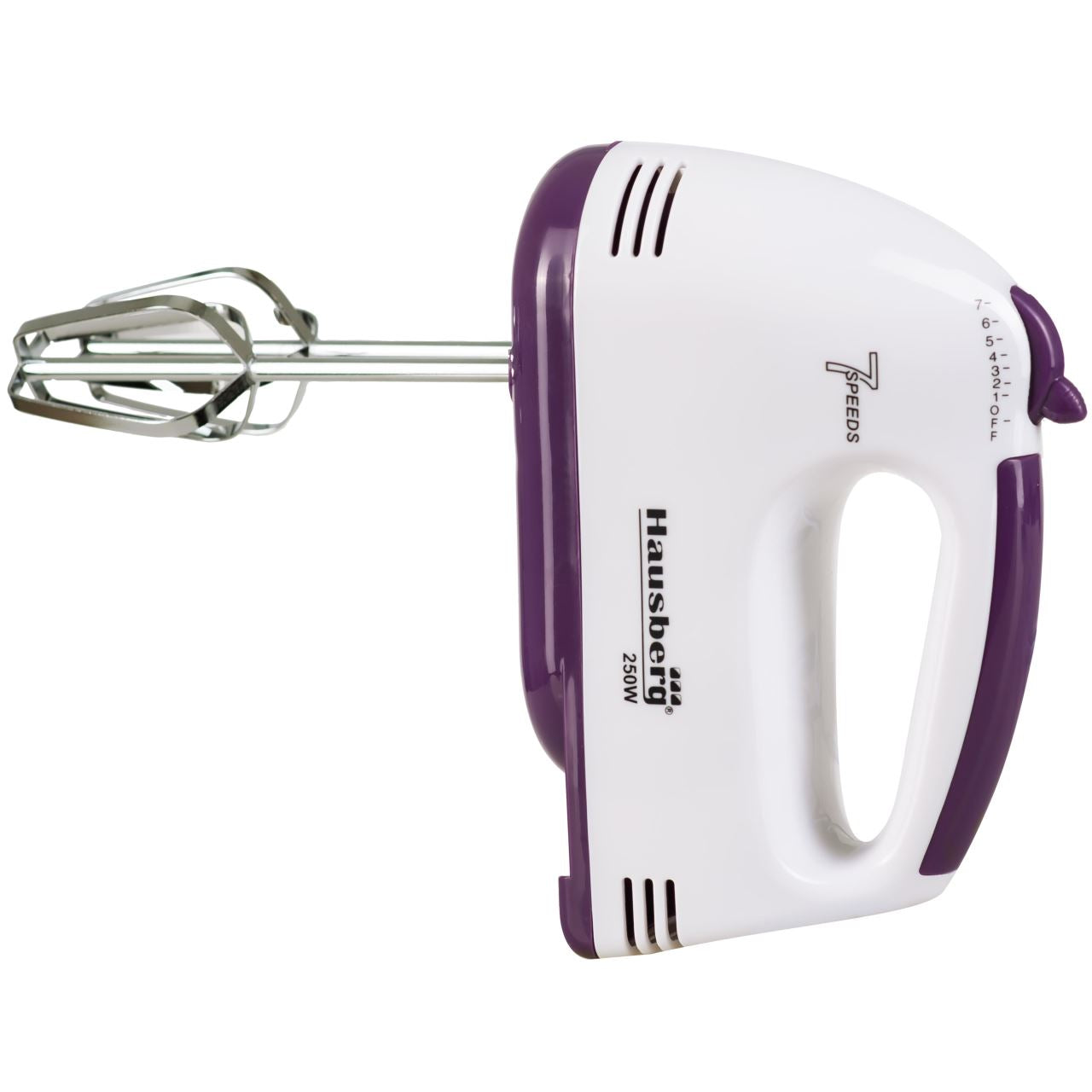 Mixer de mana, Hausberg HB-4112MV, Alb/Mov, 250 W, 7 viteze