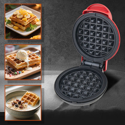 Aparat Mini Waffe HALEY®, 800W, Plăci Antiaderente, Indicator Luminos, Design Compact, Roșu