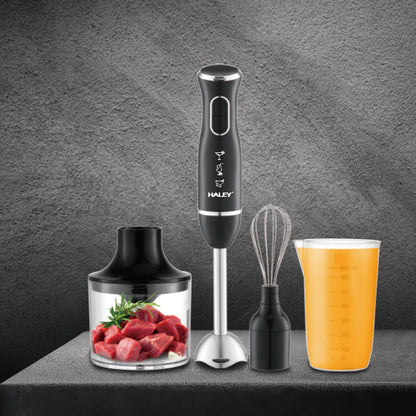 Blender de Mână Electric 4-în-1, 1600W – Oțel Inoxidabil, Tocător, Tel, Pahar