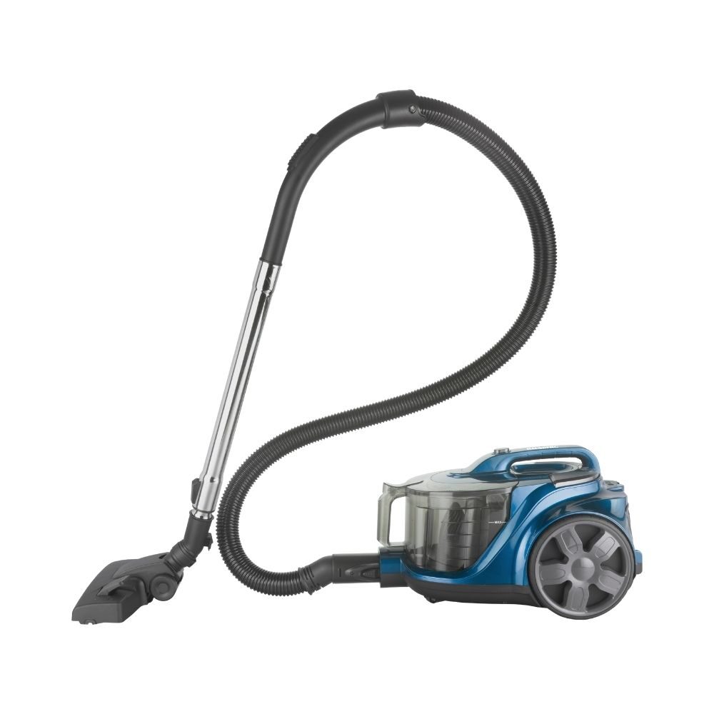 Aspirator fara sac HAUSBERG HB-2821BL, 1200-1800W, multiciclon, aspirare uscata, capacitate 3 litri,  filtru HEPA, control viteza, derulator automat cablu, Bleu-Negru