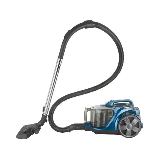 Aspirator fara sac HAUSBERG HB-2821BL, 1200-1800W, multiciclon, aspirare uscata, capacitate 3 litri,  filtru HEPA, control viteza, derulator automat cablu, Bleu-Negru