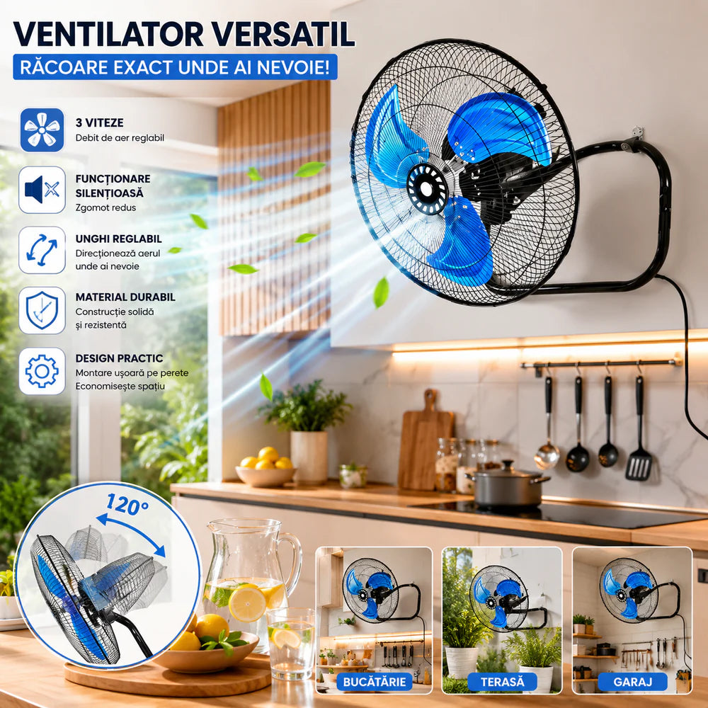 At Performance Vezi toate produsele Ventilator 3 în 1 AT PERFORMANCE® AT-2055, 65W, 18 Inch, Podea, Perete și Picior, 3 Viteze, Oscilație, Reglabil pe Înălțime
