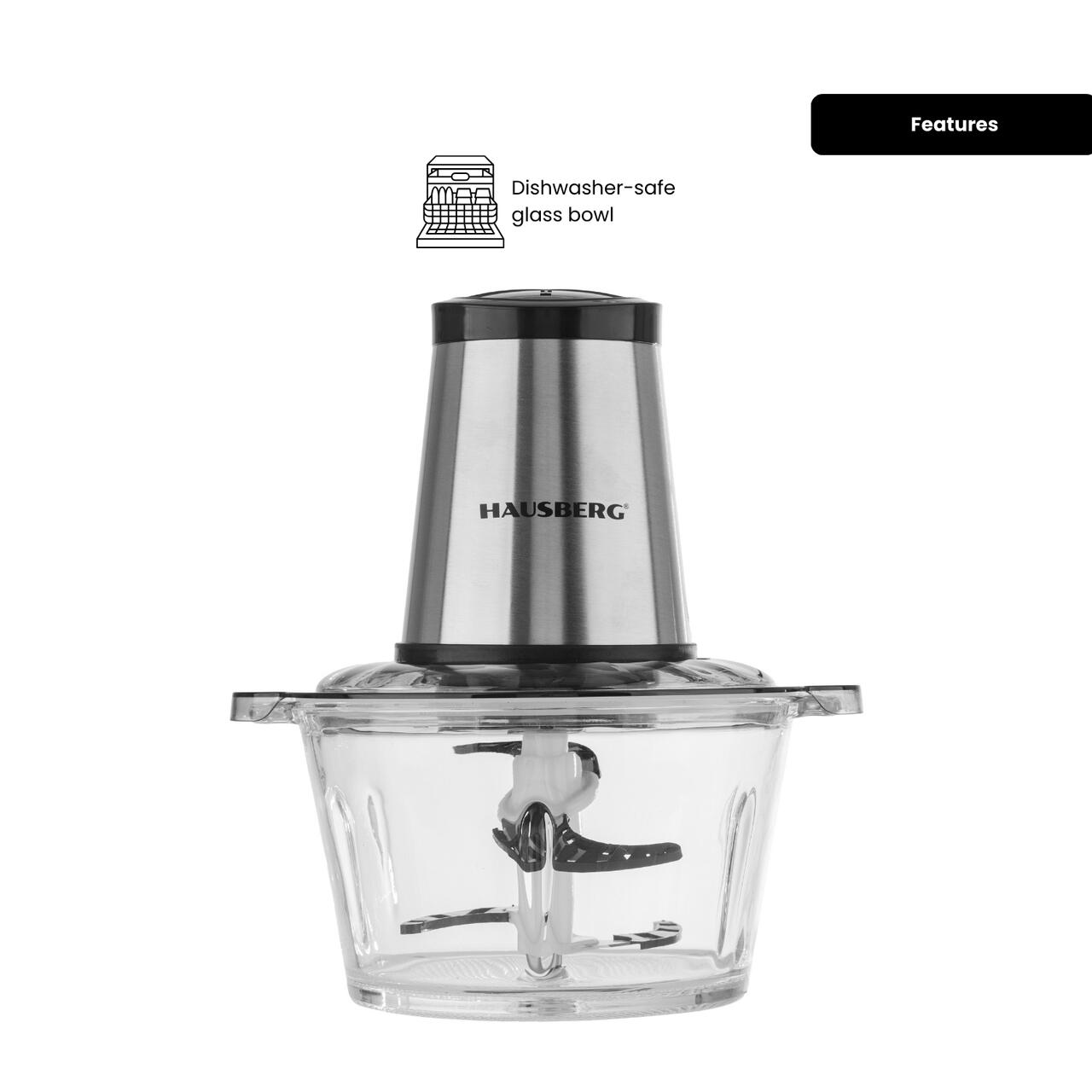 Tocator Hausberg HB-4505, 400 W, 2l, toaca, taie, macina, amesteca