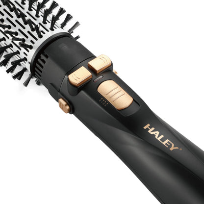 Perie Rotativă cu Uscător HALEY 6 în 1, 1200W, Capete Interșchimbabile, 3 Trepte, Încălzire Rapidă, Protecție Păr, Design Negru