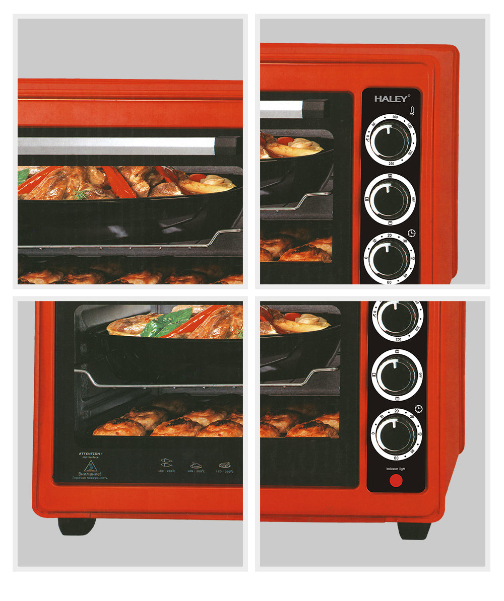 Cuptor cu Microunde HALEY 2000W, 48L – Roșu, Încălzire 360°, Design Separabil, Timer, Tuburi 304, Operare Simplă