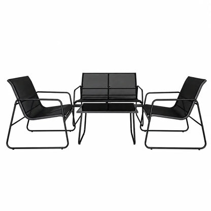 Set Mobilier Grădină AT PERFORMANCE® 4 Piese – Canapea, 2 Fotolii, Măsuță, Cadru Metalic