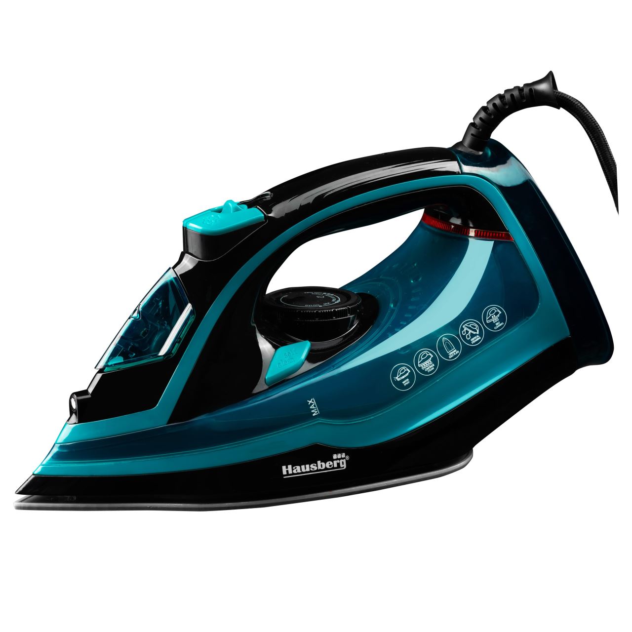 Fier de Calcat Hausberg HB-7840VR, Ceramic, autocuratare, anticalcar, 300ml, 2400-2800W, Negru/Verde