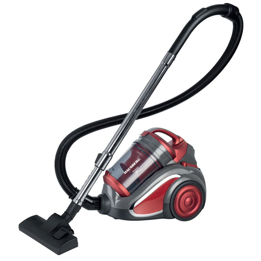 Aspirator fara sac Hausberg HB-2820RS, 2200 W, 4.5 litri, 85dB, filtru lavabil, sistem multi-ciclon, Negru/Rosu