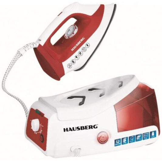 Statie de calcat HAUSBERG HB-7920RS, 2200W, 68g/min, 1000ml, anti-calcar, termostat, talpa ceramica, Rosu-Alb