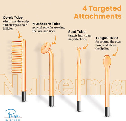Darsonval cu Frecvență Înaltă pentru Față și Scalp — Ozonizator Cosmetic Anti-Acnee, Lifting & Stimulator Păr, 4 Electrozi