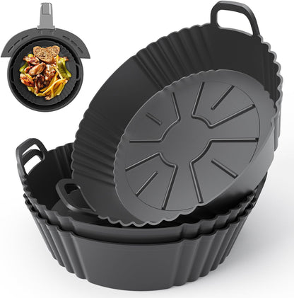 Forme Silicon Air Fryer Rotunde – Set 3 Buc, 20,5 cm, Reutilizabile, 240°C
