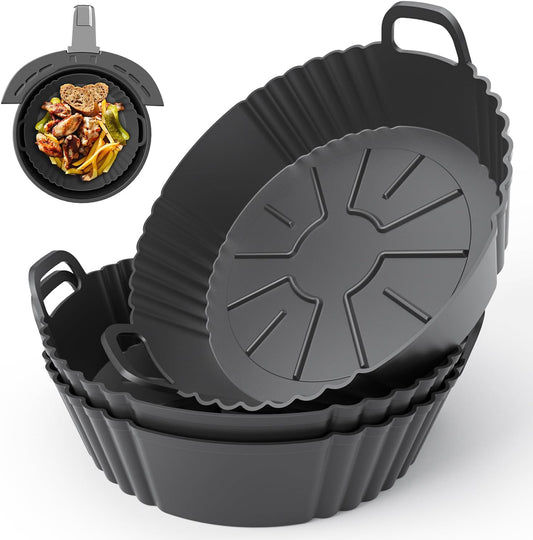 Forme Silicon Air Fryer Rotunde – Set 3 Buc, 20,5 cm, Reutilizabile, 240°C