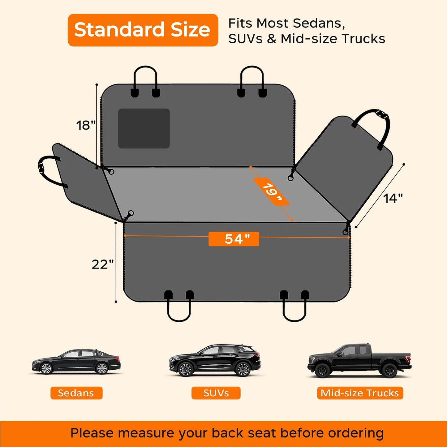 Husă Auto Impermeabilă tip Hamac pentru Câini – Bancheta Spate, Mașină & SUV