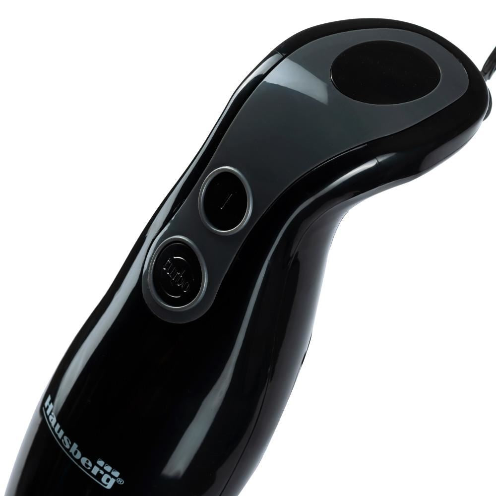 Blender de mana Hausberg HB-7672NG, 300 W, Lama din otel inoxidabil,Tija de otel inoxidabil, 2 viteze, Negru