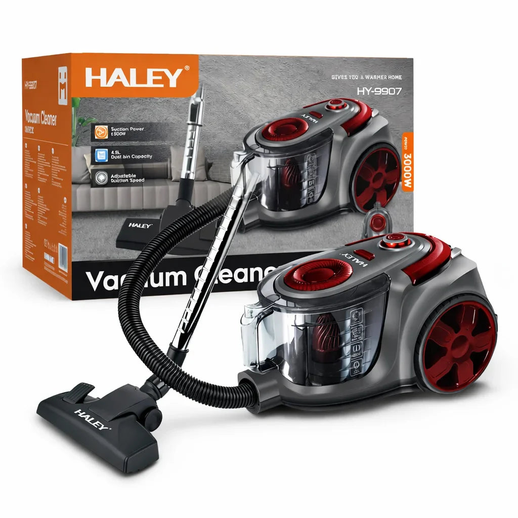 Aspirator fără sac HALEY 2L,1200W, Aspirator de praf Aspirator puternic cu fir, de calitate, cu ciclon, Rosu/Gri