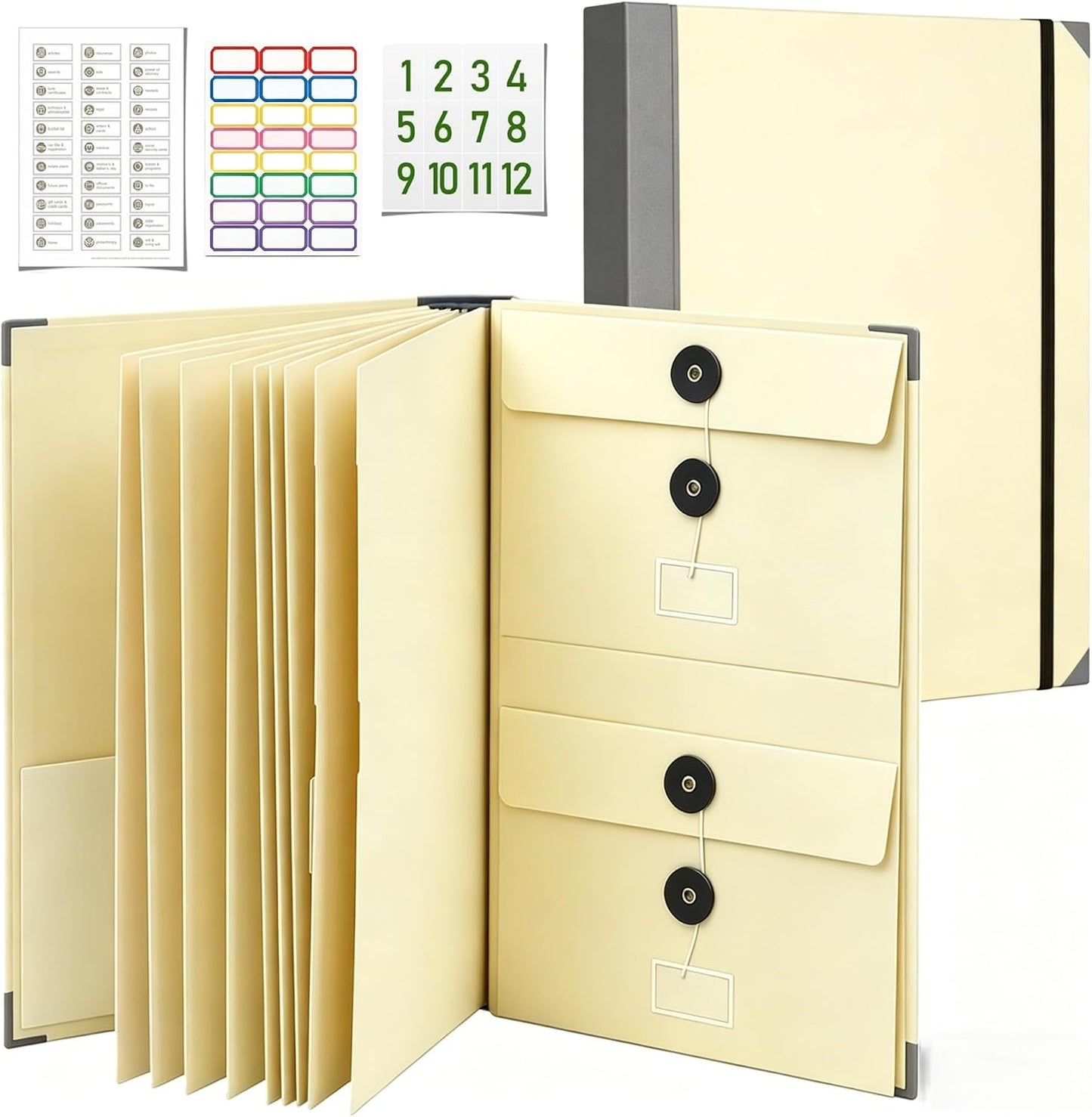 Organizator documente familie, 10 buzunare A4, cu 48 de etichete incluse