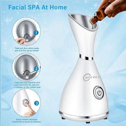 Aparat Electric pentru Aburi Faciali – Dispozitiv Spa pentru Îngrijirea Pielii Acasă