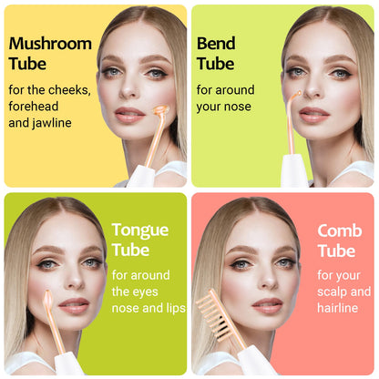 Darsonval cu Frecvență Înaltă pentru Față și Scalp — Ozonizator Cosmetic Anti-Acnee, Lifting & Stimulator Păr, 4 Electrozi