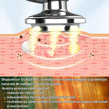 Aparat de Infrumusetare Faciala 7 in 1 cu LED (7 Culori) si EMS, Terapie cu Lumina Rosie pentru Fata si Gat, Masaj Facial cu Vibratii si Incalzire, Anti-Rid si Lifting, Portabil cu Baza, Alb