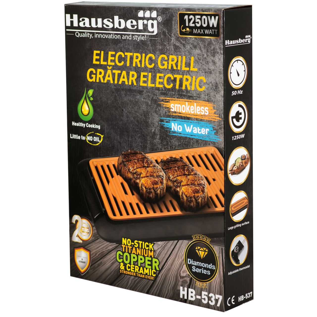 Gratar fara Fum HAUSBERG HB-537 SMOKELESS BARBEQUE