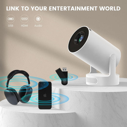 Mini Proiector Portabil Smart 4K, WiFi 6 și Bluetooth 5.4 — cu Aplicații Încorporate, Corecție Automată Keystone, Rotire 180°