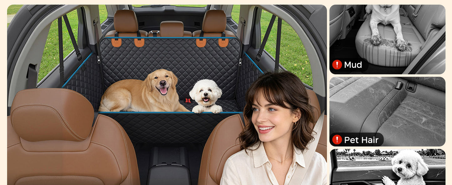 Husă Auto Impermeabilă tip Hamac pentru Câini – Bancheta Spate, Mașină & SUV