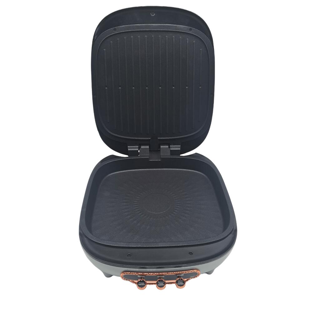 Aparat electric pentru pizza si grill HAUSBERG HB-3565, 1400-1700W, Placa deincalzire cu doua laturi, Termostat, Bachelina