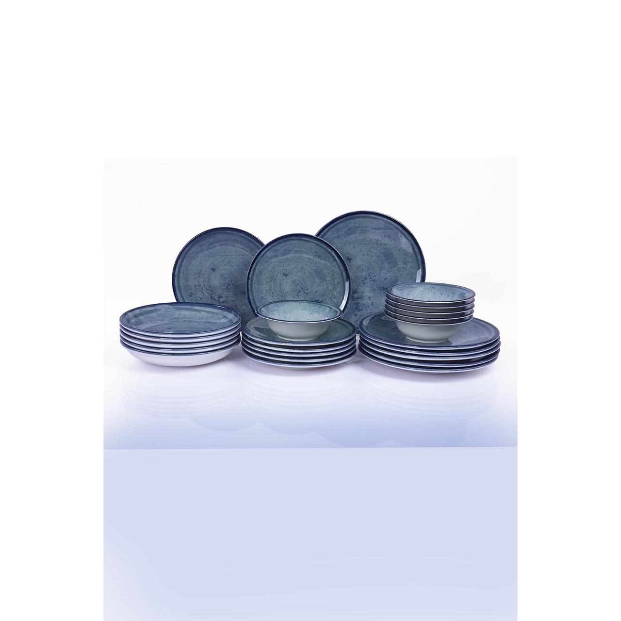 Serviciu de masă Bone Teos, 24 piese, albastru