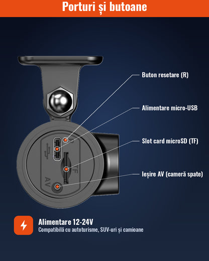 Cameră Auto DVR 2K cu Wi-Fi, Unghi 150°, Vedere Nocturnă și Senzor G
