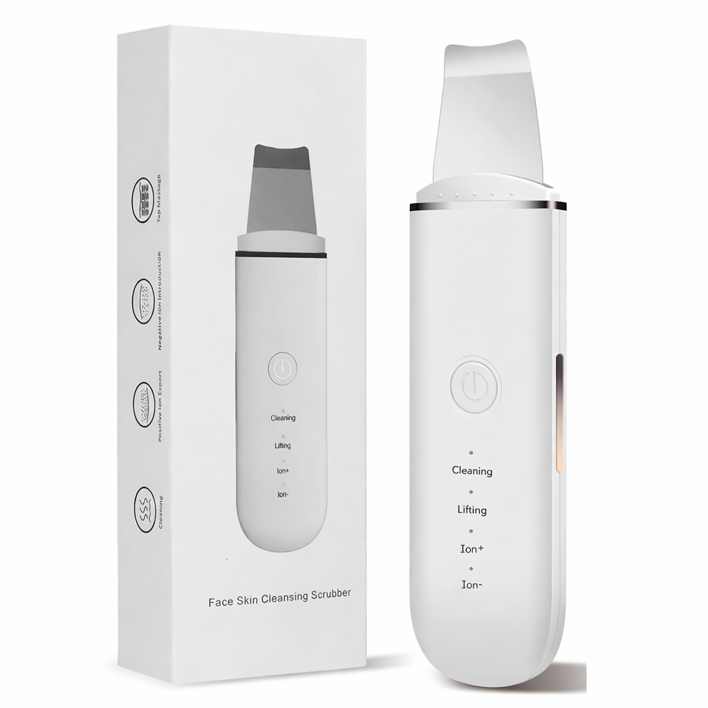 Aparat de Curățare Facială cu Ultrasunete, Curățare, Peeling, Hidratare și Lifting, 4 Moduri, Reîncărcabil USB, Alb
