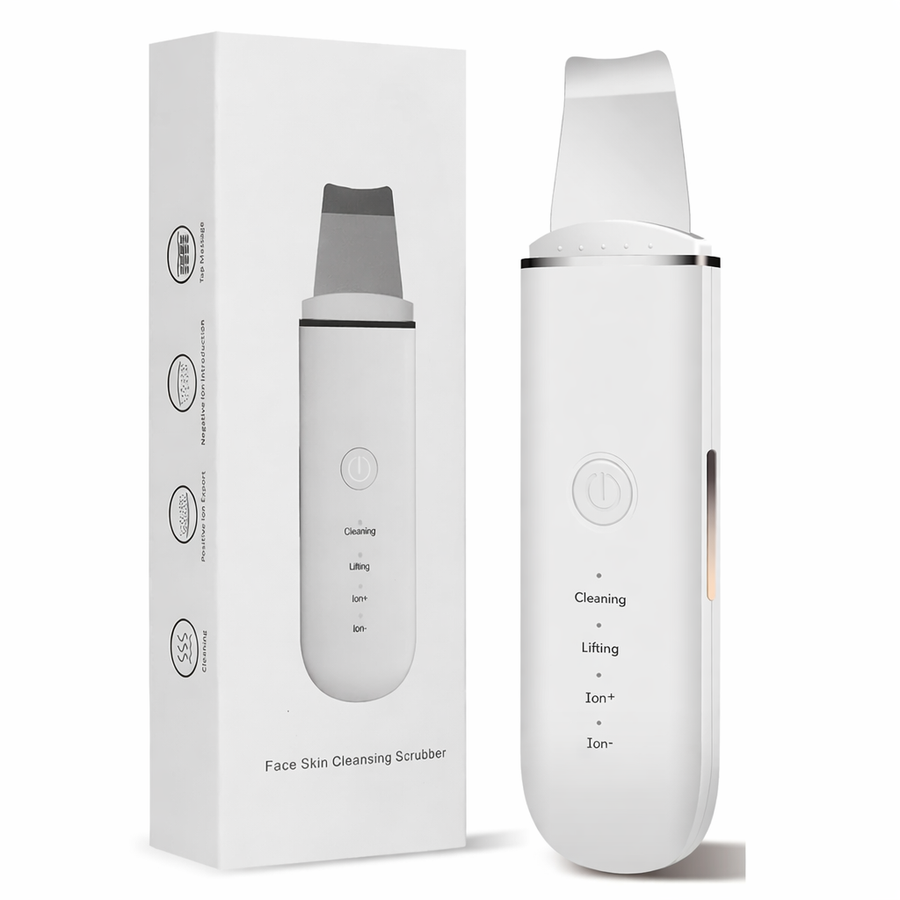 Aparat de Curățare Facială cu Ultrasunete, Curățare, Peeling, Hidratare și Lifting, 4 Moduri, Reîncărcabil USB, Alb