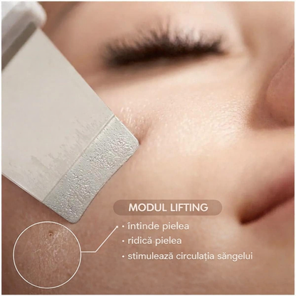 Aparat de Curățare Facială cu Ultrasunete, Curățare, Peeling, Hidratare și Lifting, 4 Moduri, Reîncărcabil USB, Alb