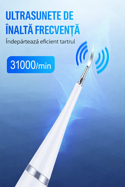 Viacare Curatator de dinti electric 6 in 1, dispozitiv cu ultrasunete pentru ingrijire orala pentru indepartarea placii bacteriene si a petelor de suprafata, alb