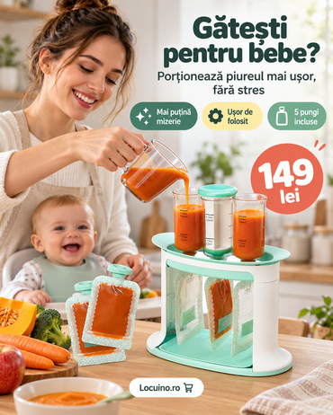 Stație de Umplere Piure pentru Bebeluși cu 5 Pungi Reutilizabile Fără BPA, Meal Prep Rapid