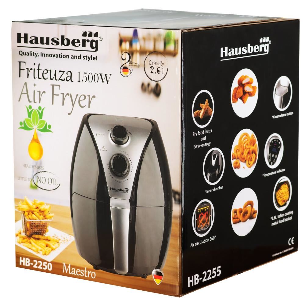 Friteuza cu Aer Fierbinte Airfryer Maestro Digital Hausberg HB-2250, 1500W, 2.6 Litri, Termostat, Temporizator