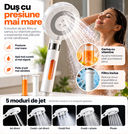 Pară de duș cu presiune mărită și filtru vitamina C