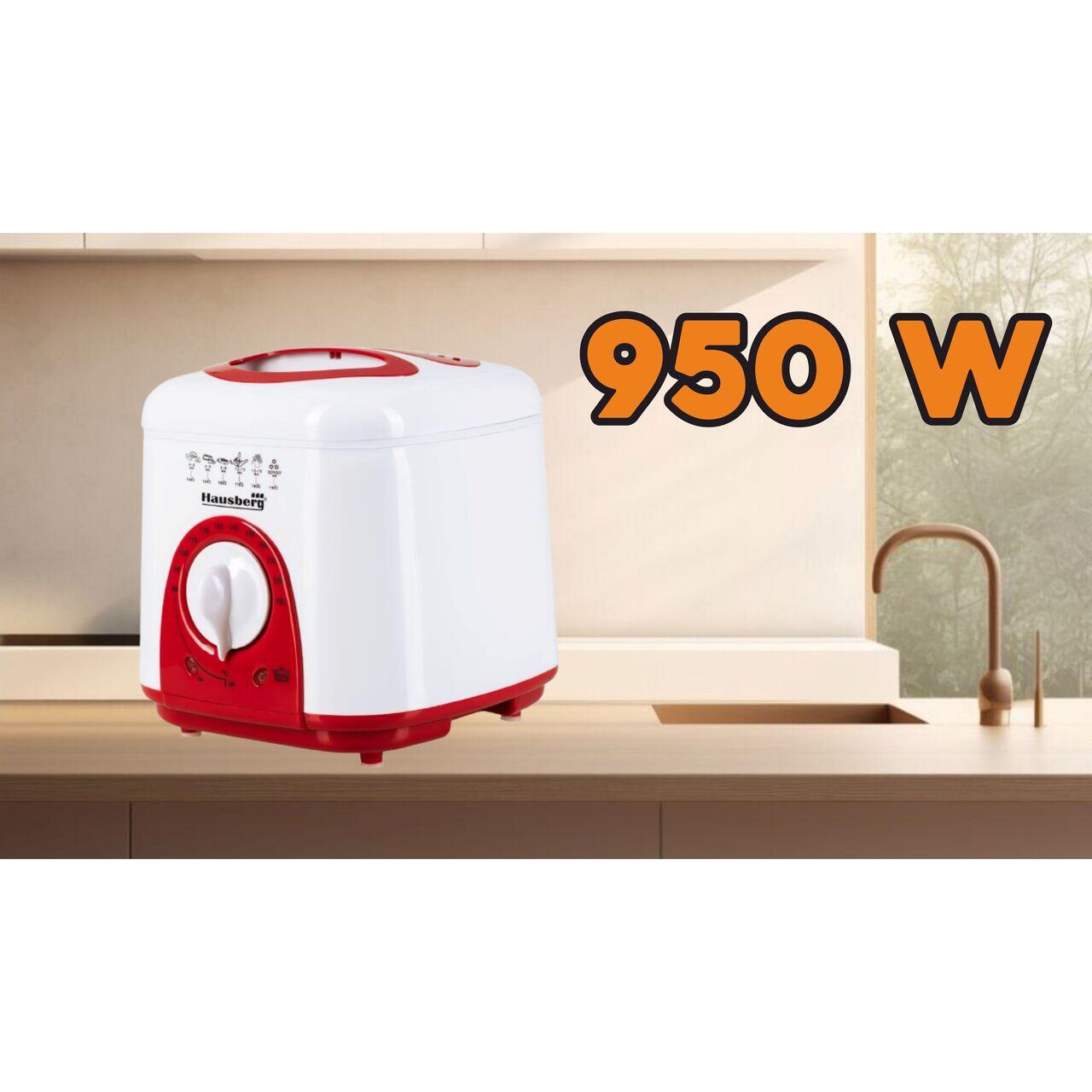 Friteuza Hausberg HB 1320 A-R, 850W - 950 W, 1 L, Alb/Rosu