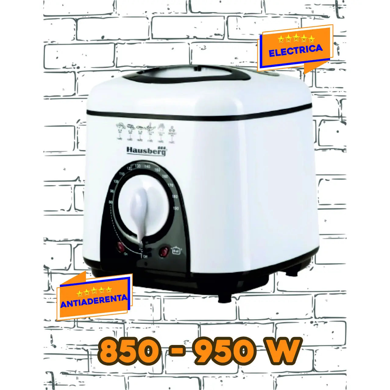 Friteuza Hausberg HB 1320NG, 850W - 950 W, 1 L, Alb/Negru