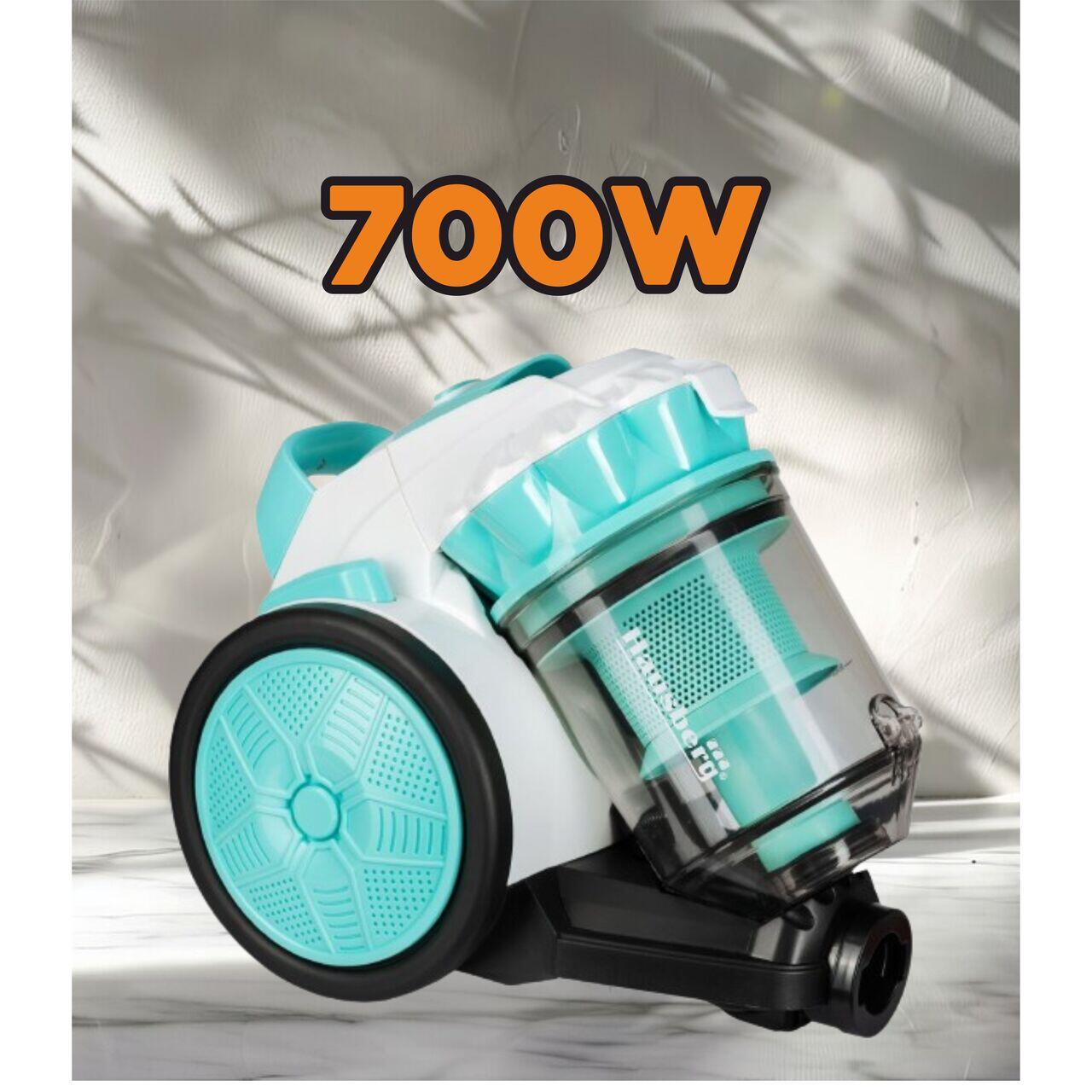 Aspirator fara sac Hausberg HB-2010VR, 700 W, capacitate 3 L, aspirare uscata, ciclonic, filtru HEPA, Alb-Verde