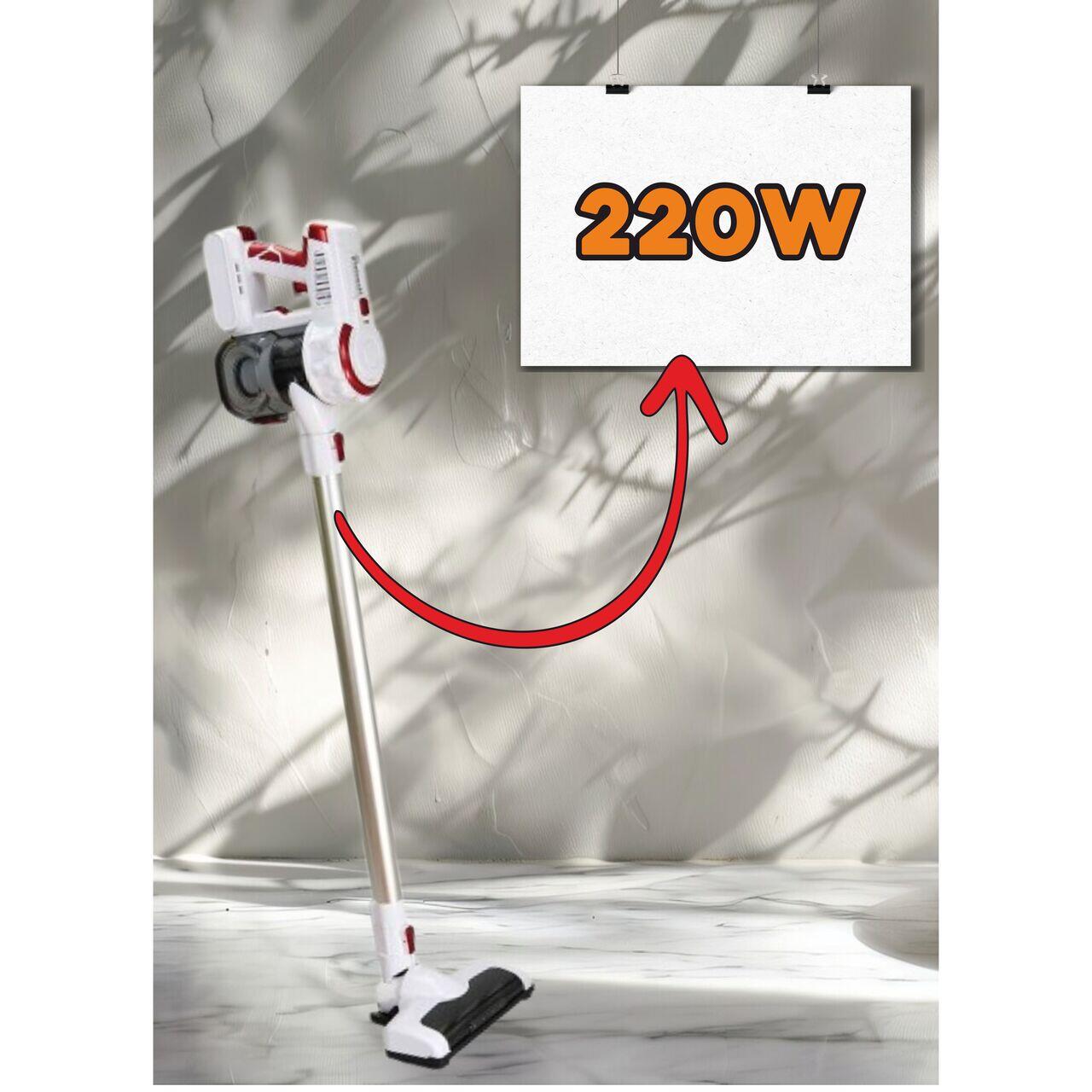 Aspirator vertical Hausberg HB-2027, putere 220W, fara sac, capacitate 0.25 l, filtre lavabile, 2 viteze, perie rotativa, timp de lucru 20-40 min, Alb