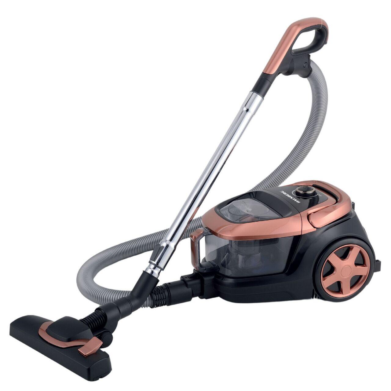 Aspirator fara sac HAUSBERG HB-2823AU, 1400-1800W, multiciclon, aspirare uscata, capacitate 2.5 litri, filtru HEPA, control viteza, derulator automat cablu, Auriu-Negru