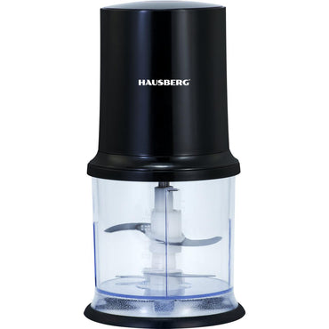 Tocator electric HAUSBERG HB-4502NG, 400W, 1 treapta de viteza, 500 ml, bol din plastic, cutit cu 2 lame din otel inoxidabil, Negru