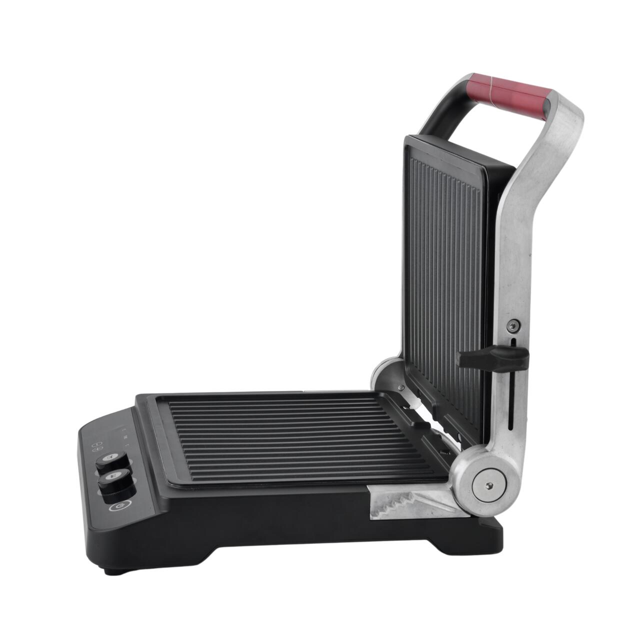 Sandwich maker & grill HAUSBERG HB-636NG, 1650-2000W, Termostat reglabil, Buton de control, Afisaj Led, Inox