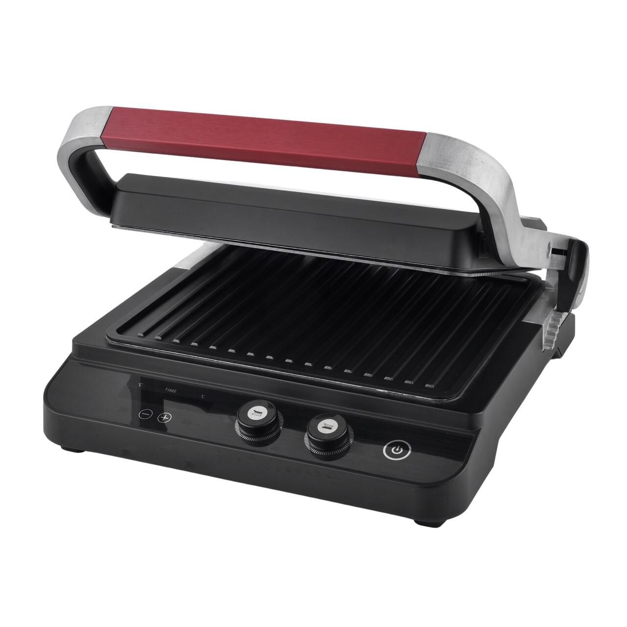 Sandwich maker & grill HAUSBERG HB-636NG, 1650-2000W, Termostat reglabil, Buton de control, Afisaj Led, Inox