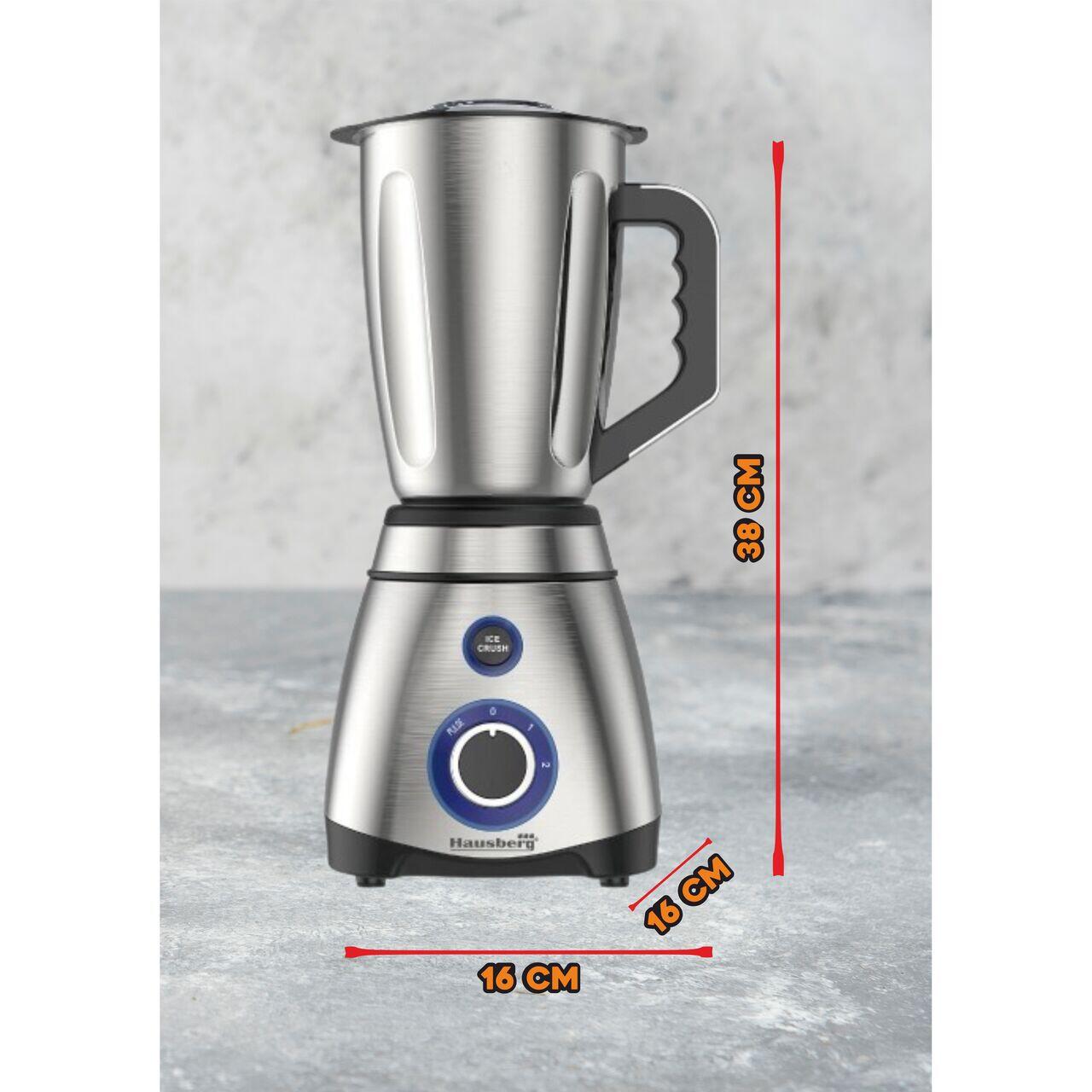 Blender cu rasnita, Hausberg HB-7763, 600 W, recipient din inox 1.5 L, doua viteze cu pulsatii