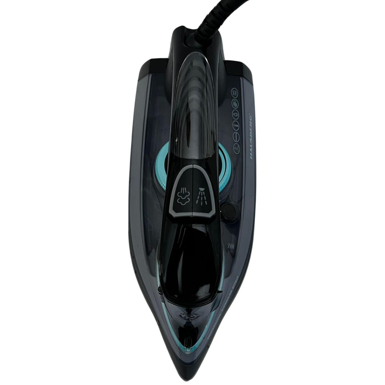 Fier de calcat cu ecran LED HAUSBERG HB-7825NG, talpa din titan, 3000 W, 11 niveluri temperatura, 350 ml, negru